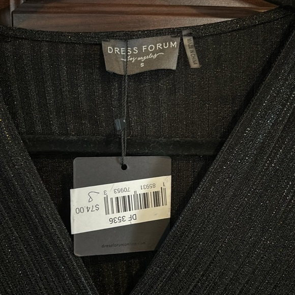 NWT Dress Forum Los Angeles Black Shimmer Mini Dress, Small - Picture 4 of 5